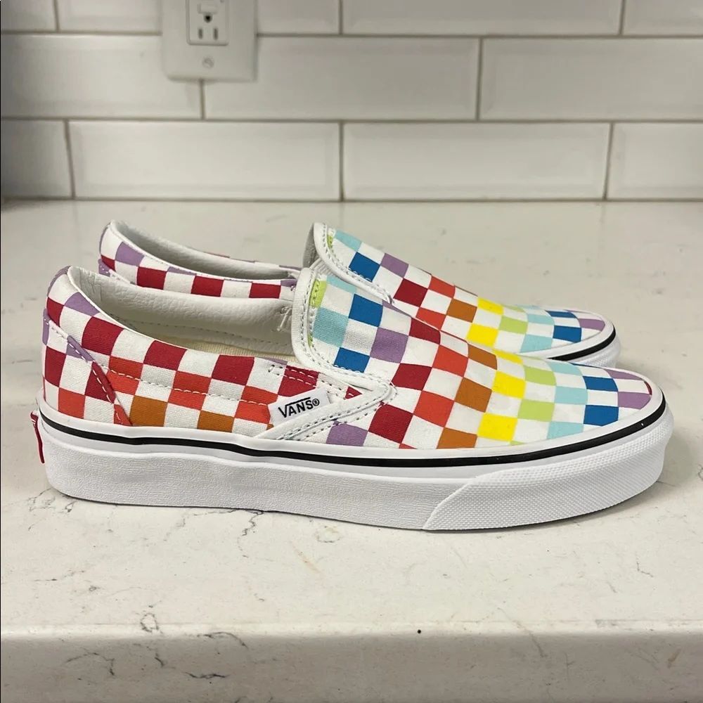 Vans Slip-On Rainbow Checkerboard Colorful Sneakers Unisex Women’s 6.5 Men’s 4 - Picture 10 of 17